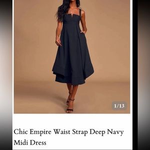 NWT size small navy empire waist midi dress. Great for formals/ Proms/ weddings